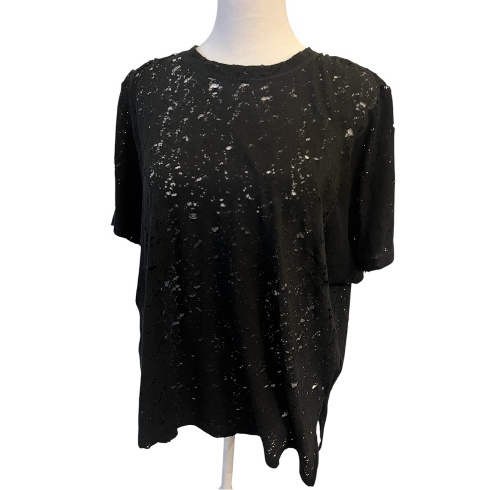 IRO Black Distressed Short Sleeve Tee